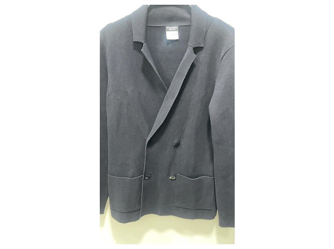 Timeless Chanel Chaqueta de Punto de Algodón Azul Marino Azul oscuro - vista 2