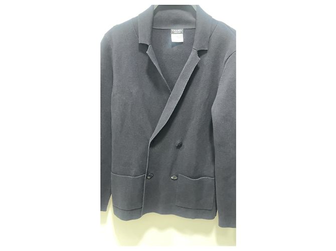 Timeless Chanel Chaqueta de Punto de Algodón Azul Marino Azul oscuro - vista 4