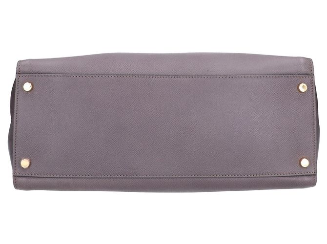 Sac cabas en cuir gris Giorgio Armani Marron - vue 5