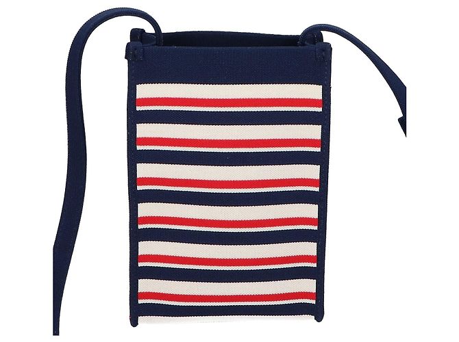 Marni Borsa a tracolla mini Border Jacquard Rosso Crudo Blu navy - vista 3