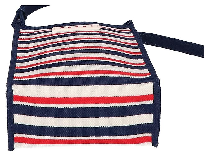 Marni Borsa a tracolla mini Border Jacquard Rosso Crudo Blu navy - vista 5