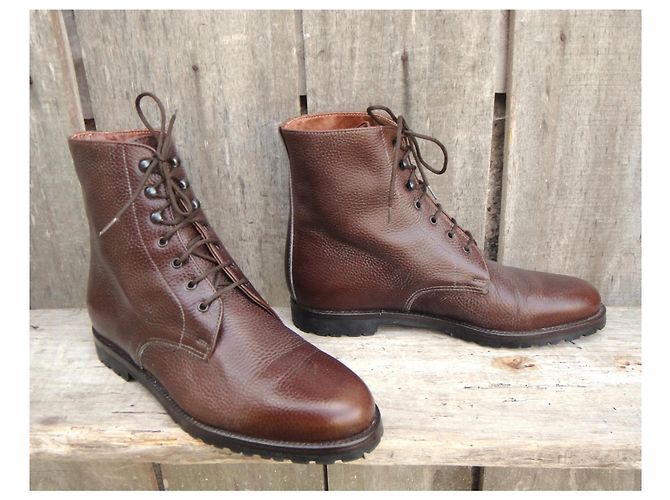 Autre Marque James Armstrong Brown Grained Leather Lace-up Ankle Boots - view 2
