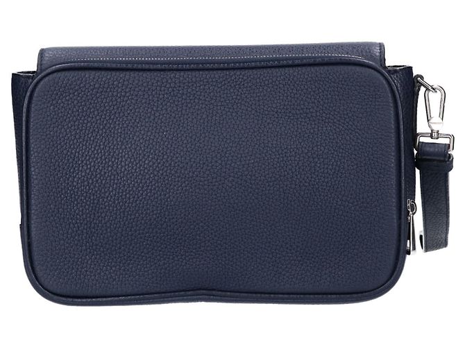 Borsa a pochette Bally Steon in pelle martellata con logo impresso Blu navy - vista 3