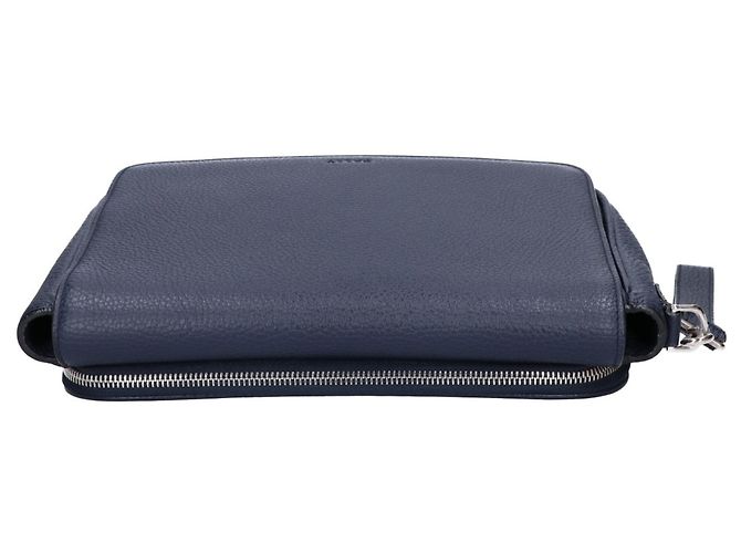 Borsa a pochette Bally Steon in pelle martellata con logo impresso Blu navy - vista 5