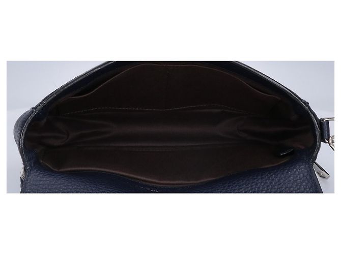 Borsa a pochette Bally Steon in pelle martellata con logo impresso Blu navy - vista 7
