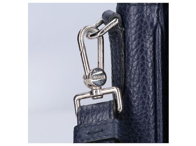 Borsa a pochette Bally Steon in pelle martellata con logo impresso Blu navy - vista 8