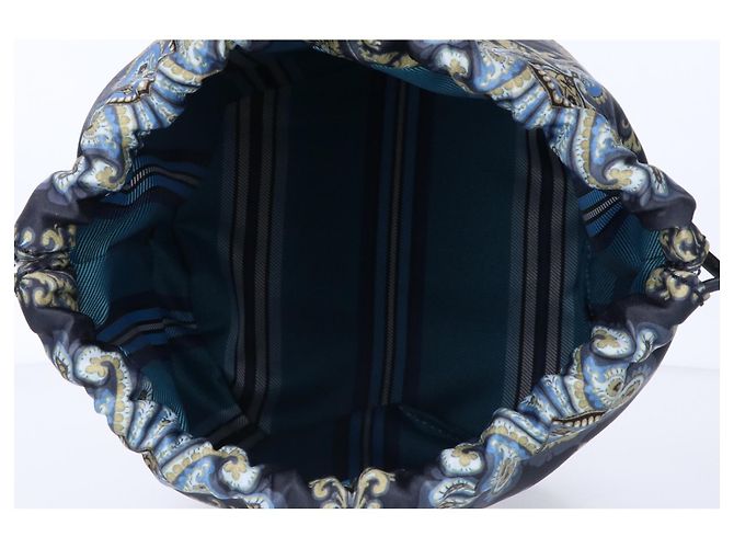 Bolsa con cordón ETRO estampado Paisley Castaño Azul - vista 6