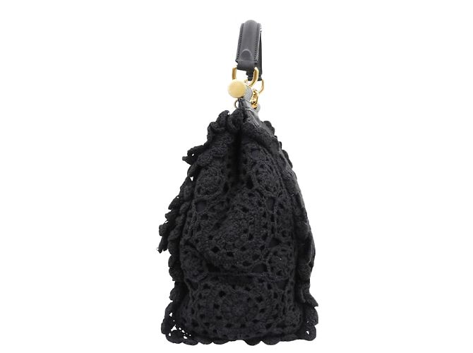 Borsa in pelle con pizzo traforato Sicily Nera Dolce & Gabbana Nero - vista 3