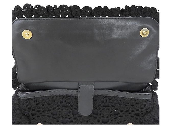 Borsa in pelle con pizzo traforato Sicily Nera Dolce & Gabbana Nero - vista 7