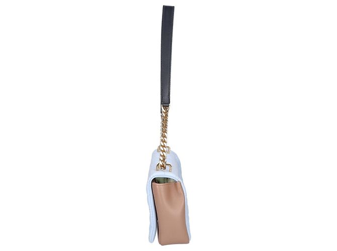 Borsa a tracolla con patta e catena Burberry Laura TB Logo Beige Blu chiaro - vista 2
