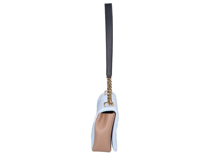 Borsa a tracolla con patta e catena Burberry Laura TB Logo Beige Blu chiaro - vista 4