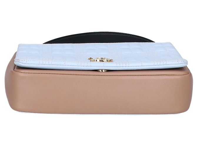 Borsa a tracolla con patta e catena Burberry Laura TB Logo Beige Blu chiaro - vista 5