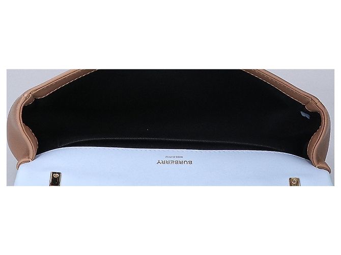 Borsa a tracolla con patta e catena Burberry Laura TB Logo Beige Blu chiaro - vista 6