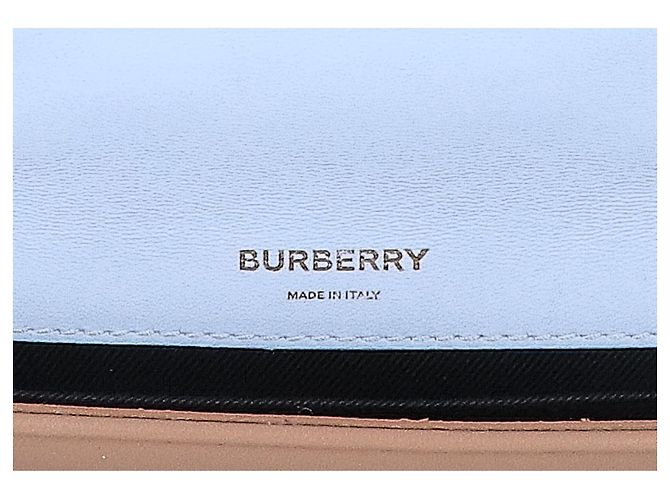 Borsa a tracolla con patta e catena Burberry Laura TB Logo Beige Blu chiaro - vista 7