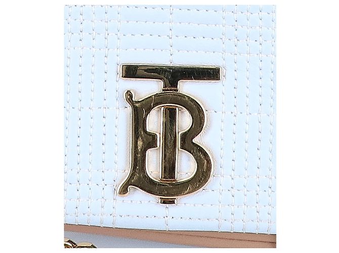 Borsa a tracolla con patta e catena Burberry Laura TB Logo Beige Blu chiaro - vista 9