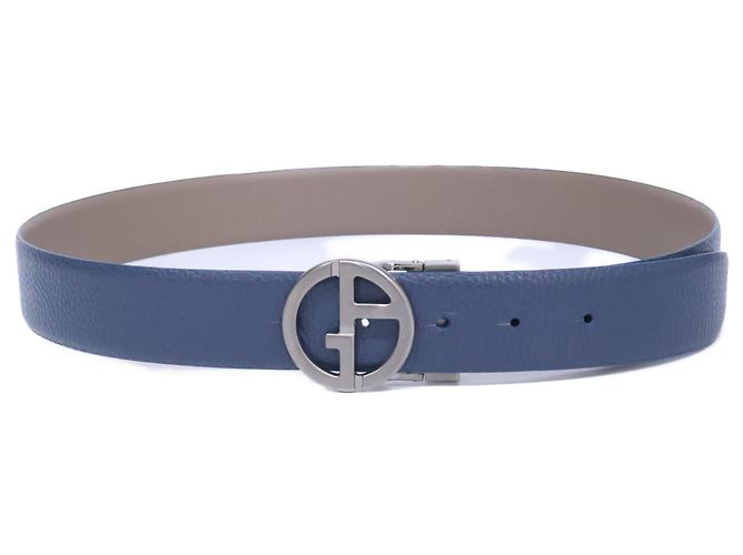 Ceinture en cuir à boucle logo Giorgio Armani Bleu - vue 2