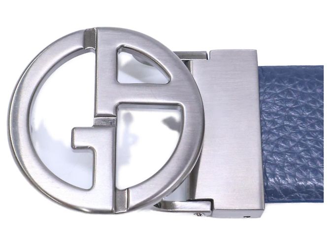 Ceinture en cuir à boucle logo Giorgio Armani Bleu - vue 4