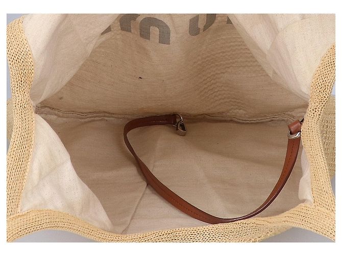Miu Miu Ivy Raffia-Effekt x Leinen Tote Bag - Ansicht 6