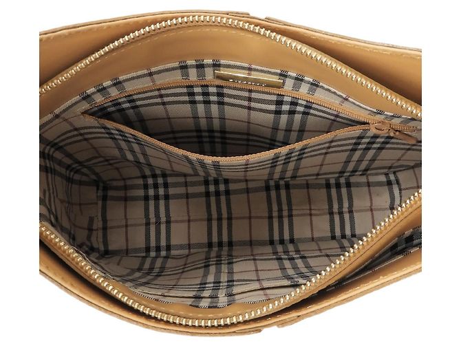 Borsa a tracolla Burberry in pelle beige - vista 5
