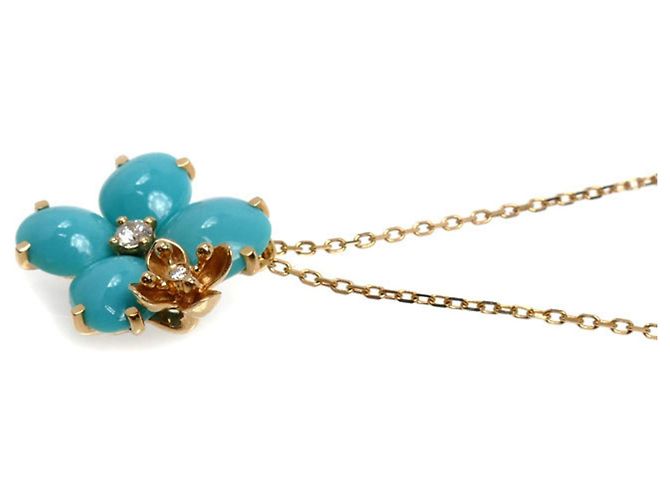 Collana Chaumet in oro rosa 18K, turchese e diamanti - vista 2