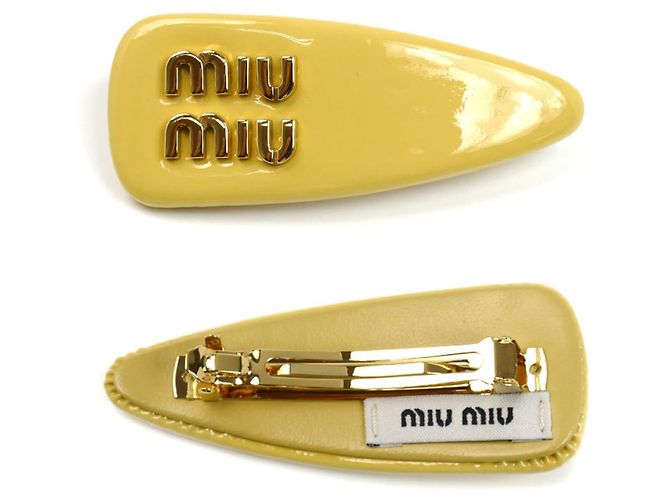 Fermi capelli in pelle verniciata Miu Miu Giallo - vista 2