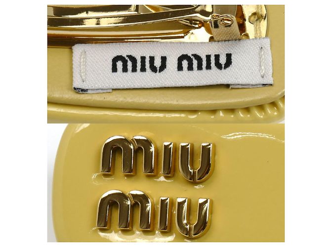 Fermi capelli in pelle verniciata Miu Miu Giallo - vista 3