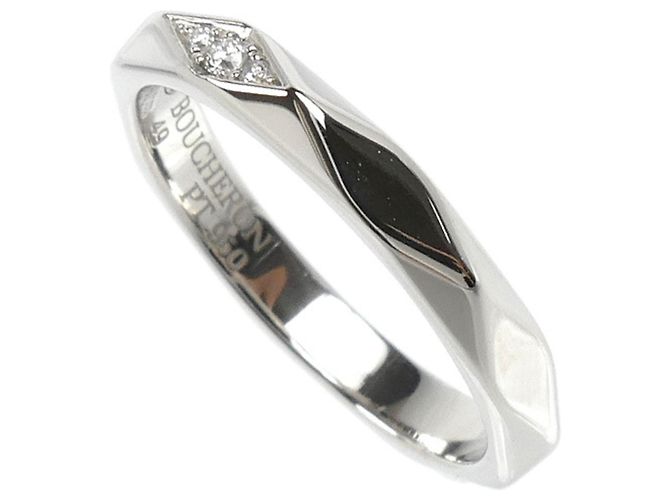Anello fede Boucheron in platino e diamanti - vista 2