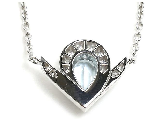 Collana Chaumet in oro bianco 18K con acquamarina e diamante - vista 3