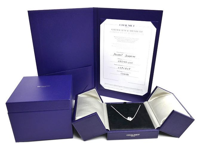 Collana Chaumet in oro bianco 18K con acquamarina e diamante - vista 7