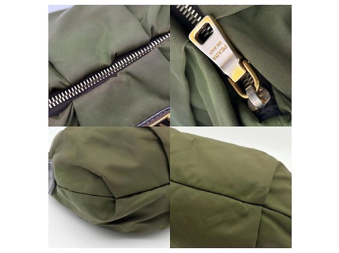 Borsa a tracolla Prada Tessuto Cachi Marrone scuro - vista 10