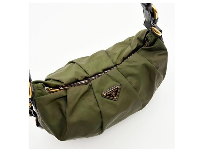 Borsa a tracolla Prada Tessuto Cachi Marrone scuro - vista 12