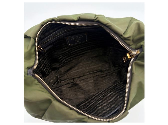 Borsa a tracolla Prada Tessuto Cachi Marrone scuro - vista 13
