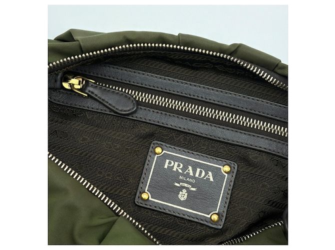 Borsa a tracolla Prada Tessuto Cachi Marrone scuro - vista 14