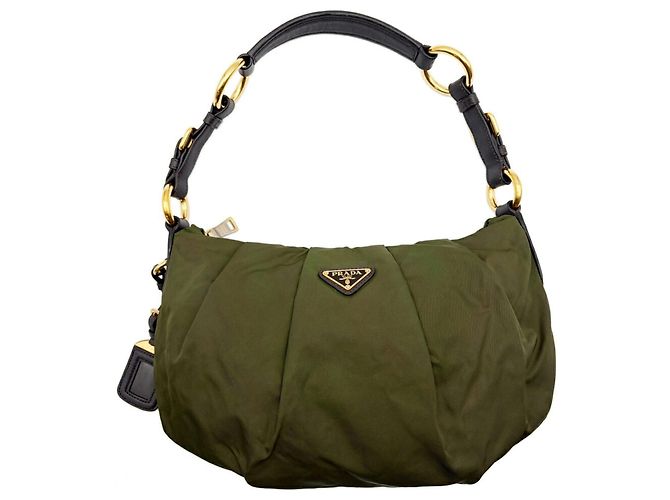 Borsa a tracolla Prada Tessuto Cachi Marrone scuro - vista 2