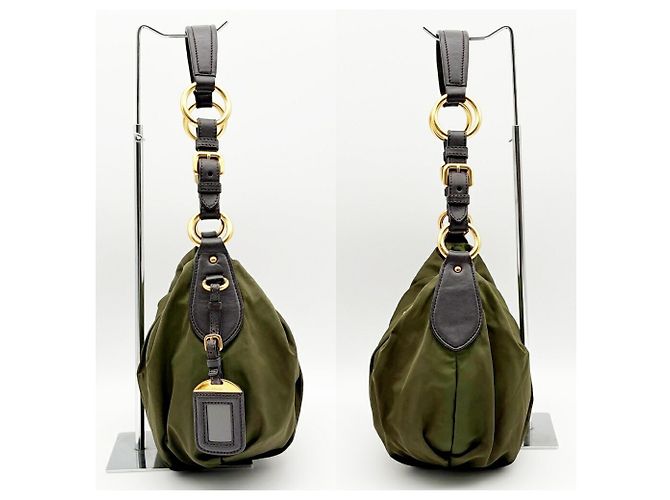 Borsa a tracolla Prada Tessuto Cachi Marrone scuro - vista 4