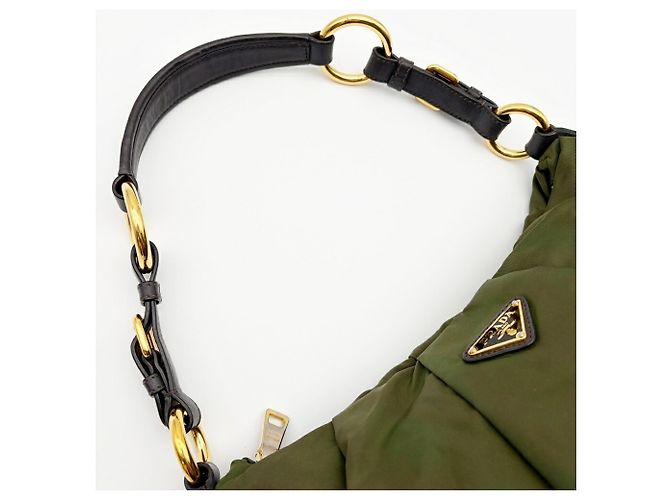 Borsa a tracolla Prada Tessuto Cachi Marrone scuro - vista 7