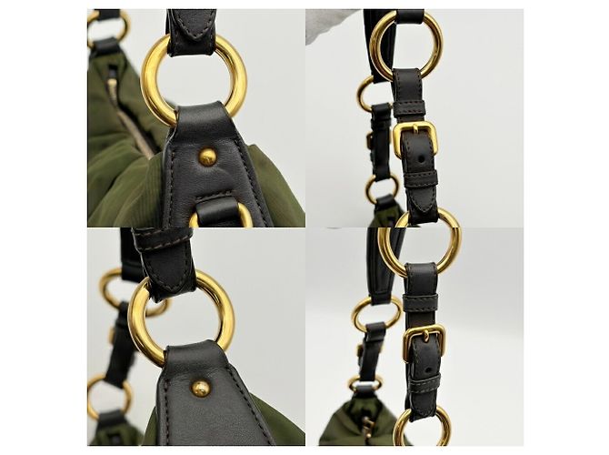 Borsa a tracolla Prada Tessuto Cachi Marrone scuro - vista 8