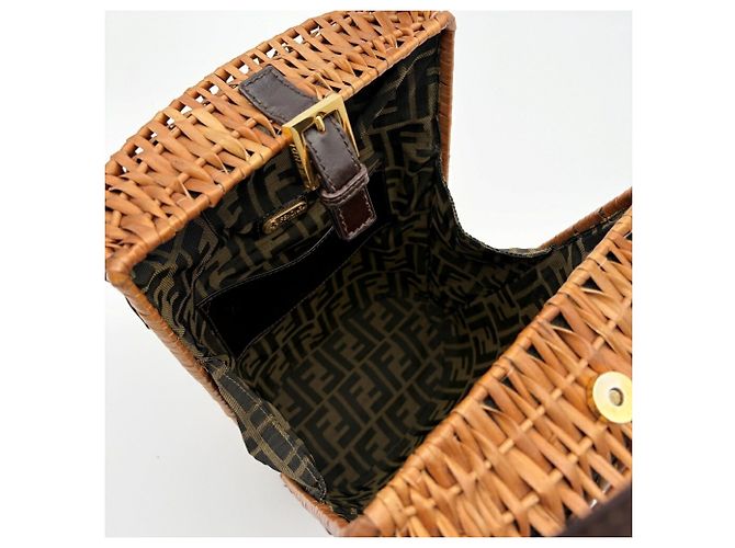 Fendi Zucca Korbtasche Braun Dunkelbraun - Ansicht 17