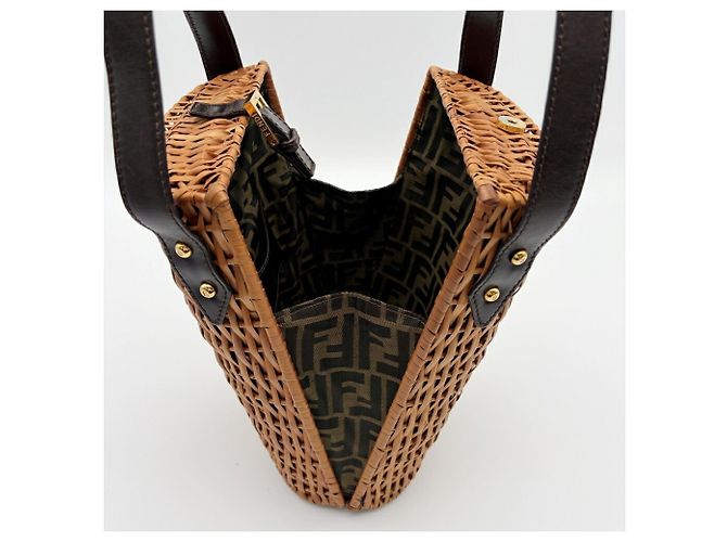Fendi Zucca Korbtasche Braun Dunkelbraun - Ansicht 18