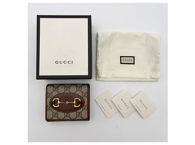 Cartera bi-fold Gucci - Horsebit 1955 Castaño Beige - vista 17