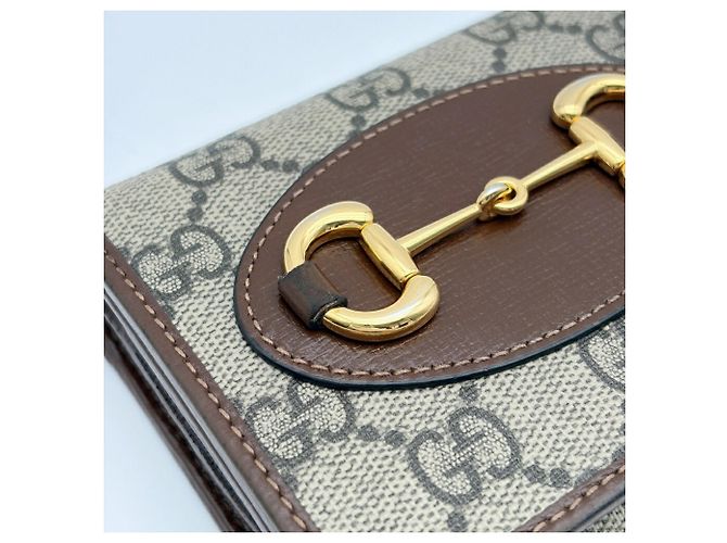 Cartera bi-fold Gucci - Horsebit 1955 Castaño Beige - vista 6