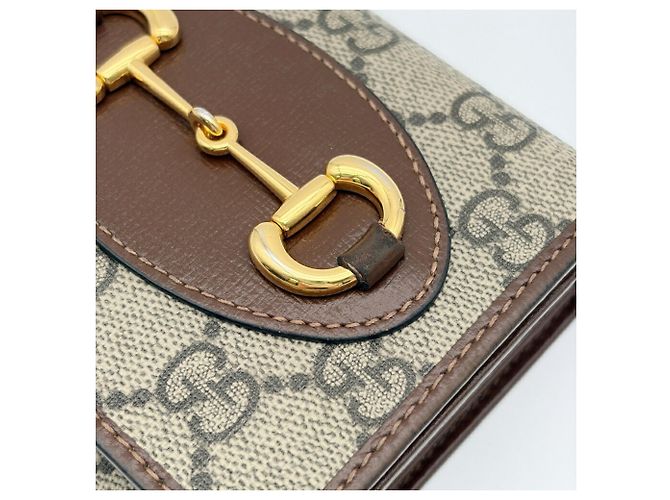 Cartera bi-fold Gucci - Horsebit 1955 Castaño Beige - vista 7