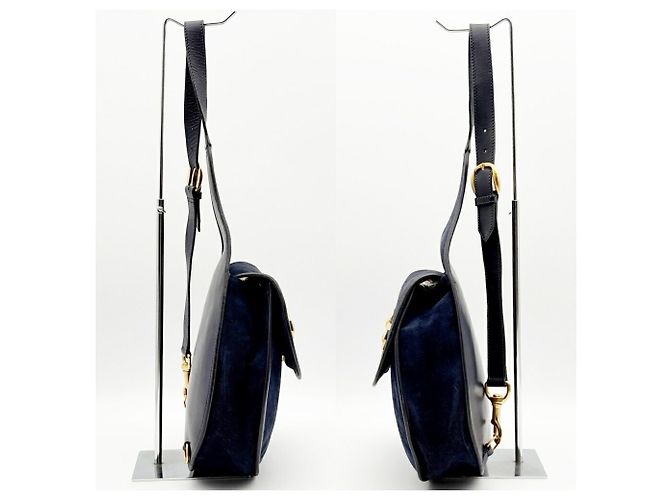 Borsa a tracolla/sling Gucci Horsebit in camoscio Blu navy - vista 4