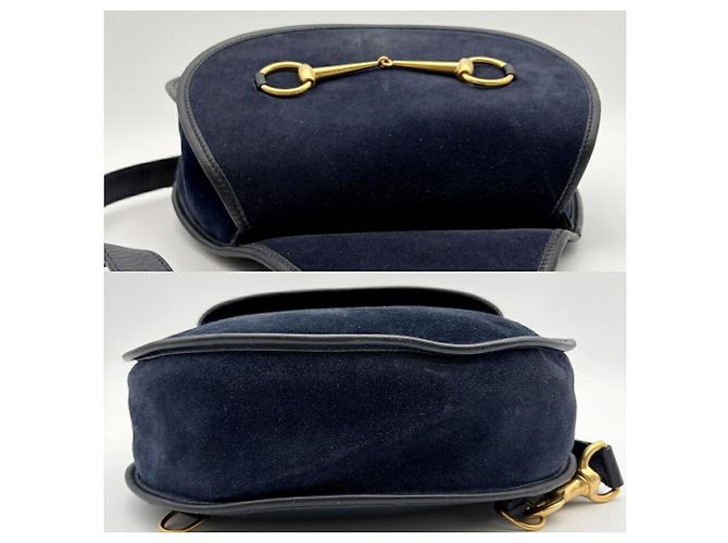 Borsa a tracolla/sling Gucci Horsebit in camoscio Blu navy - vista 5