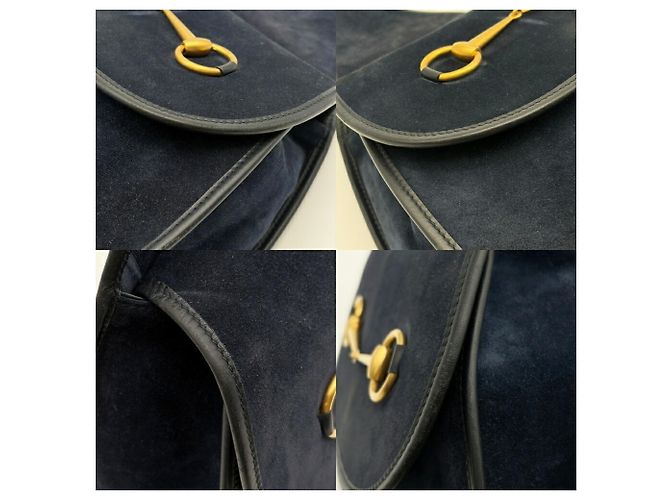Borsa a tracolla/sling Gucci Horsebit in camoscio Blu navy - vista 6