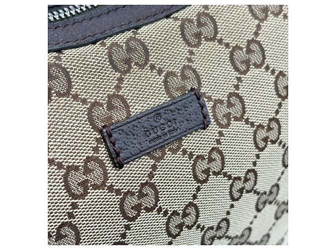 Borsa a tracolla Gucci in tela beige e marrone - vista 11