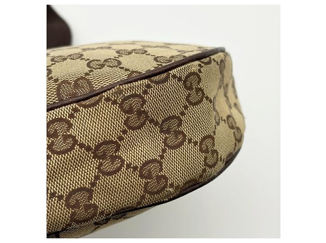 Borsa a tracolla Gucci in tela beige e marrone - vista 12