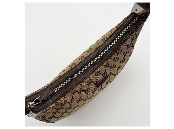 Borsa a tracolla Gucci in tela beige e marrone - vista 13