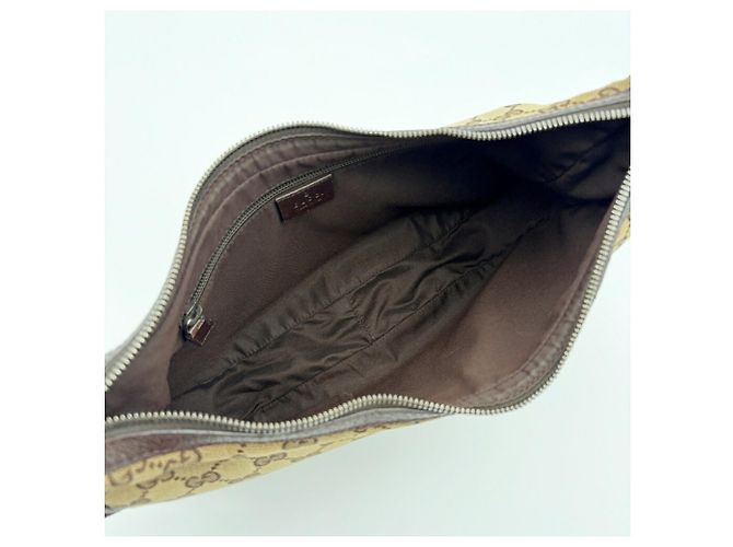 Borsa a tracolla Gucci in tela beige e marrone - vista 14