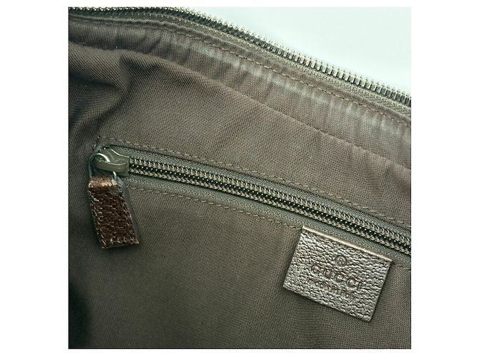 Borsa a tracolla Gucci in tela beige e marrone - vista 15